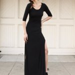 black maxi dress with slit
