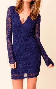 blue lace dress long sleeve
