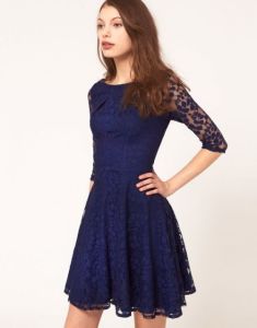 blue lace dress long sleeve