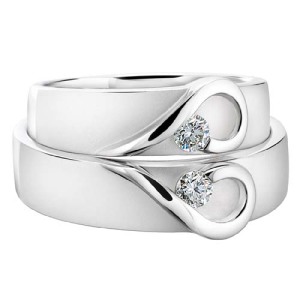 heart wedding rings set