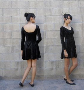 velvet long sleeve mini dress