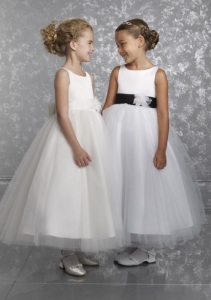 white flower girl dresses with sash