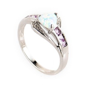 white gold ring with opal pictures