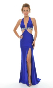 blue open back prom dresses