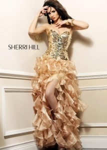 sherri hill gold sequin dress