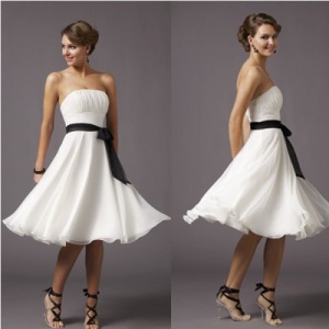 white bridesmaid dresses with black sash
