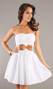 white strapless dress short