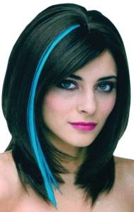 black hair with neon blue highlights