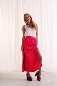 long maxi skirt with split