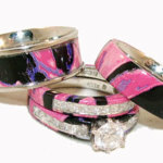 pink camo wedding rings with real diamonds