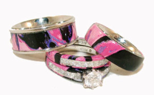 pink camo wedding rings with real diamonds