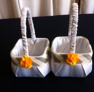 gray flower girl baskets pictures