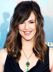 long black hair with light brown highlights
