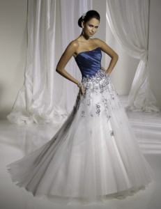 simple white and blue wedding dresses