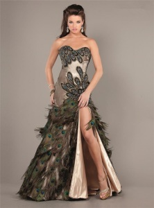 peacock dress prom girl
