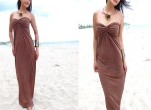 brown strapless maxi dresses picture